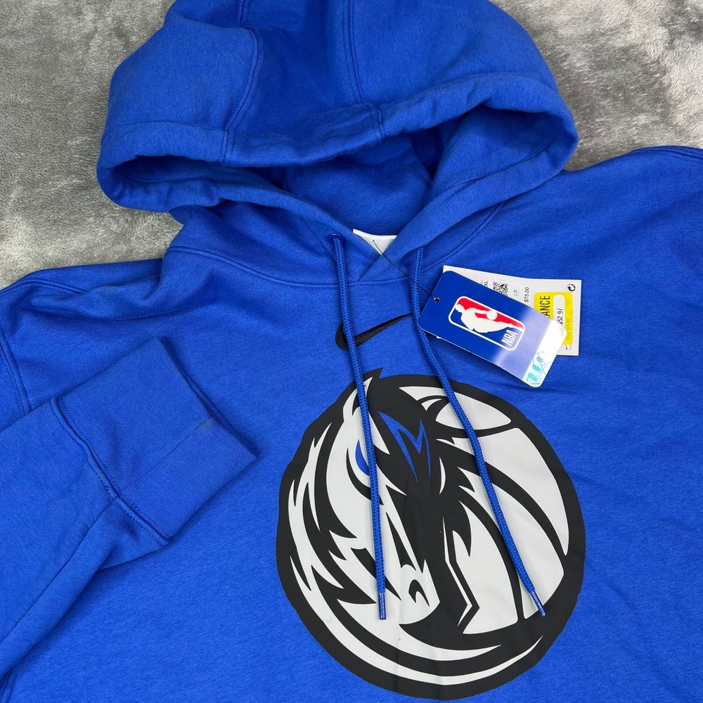 Nike Dallas Mavericks City Edition Hoodie Mens 2XL Blue Logo Pullover Sweatshirt